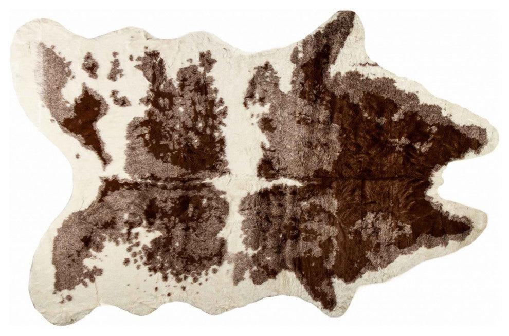 HomeRoots 5' x 8' Brown and White Faux Cowhide Area Rug