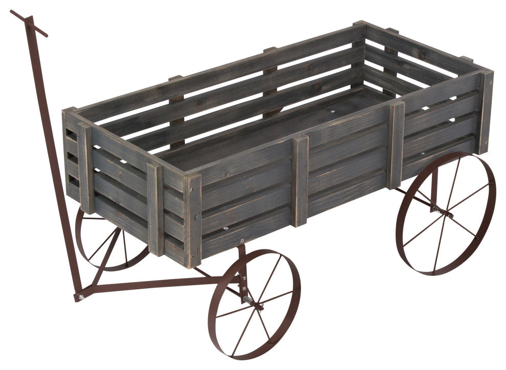 Shine Company 4944Gy Buckboards Garden Wagons Decorative Planter Gray
