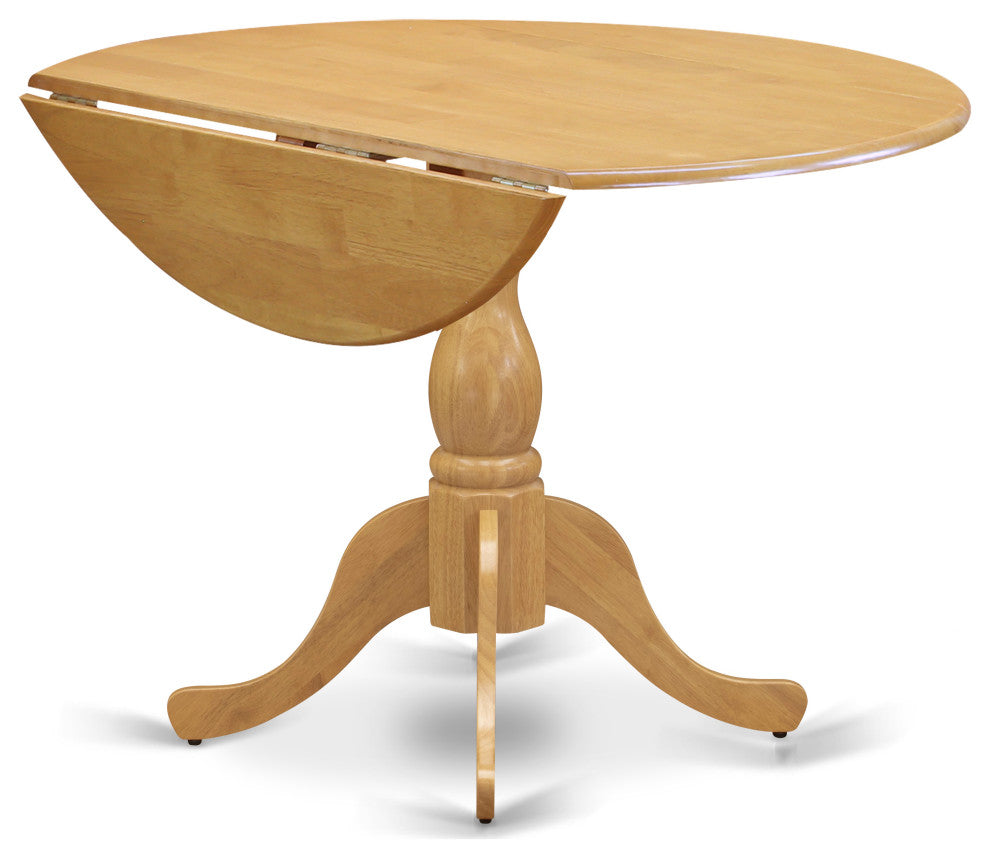 5 Pc Dining Set, Oak Round Table, 4 Limelight Chairs, High Back, Oak Finish