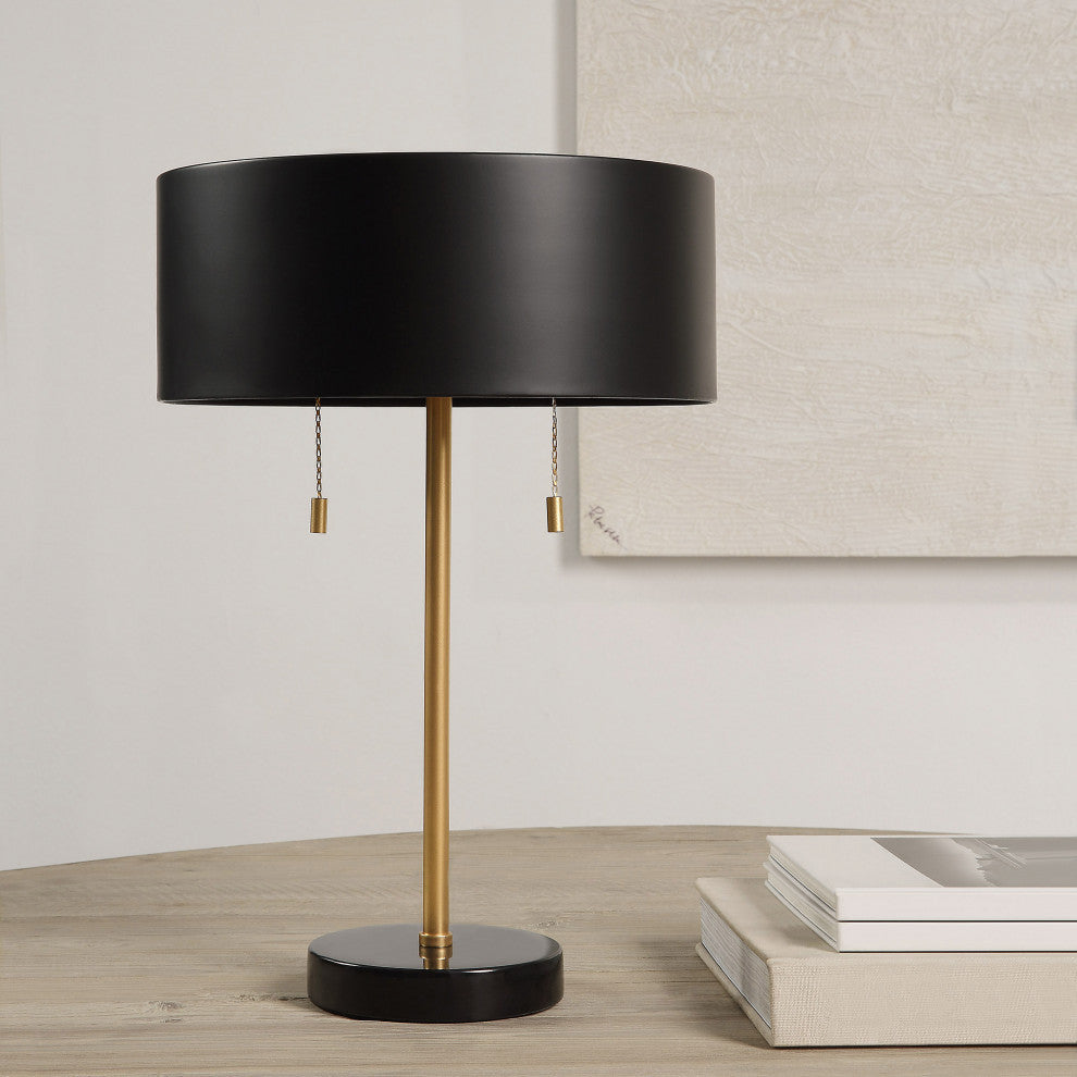 Gillian 24" Table Lamp with Drum Shade, Black