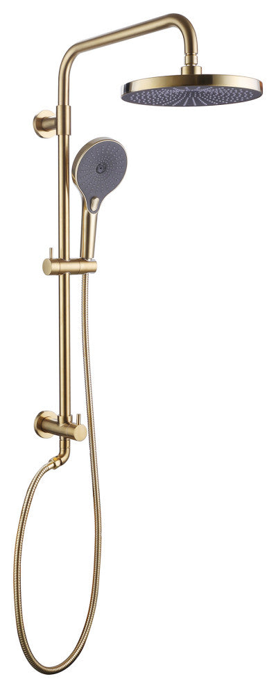 Shower System With Handheld Shower & Shower Head (Not Included Rough Valves), Brushed Gold