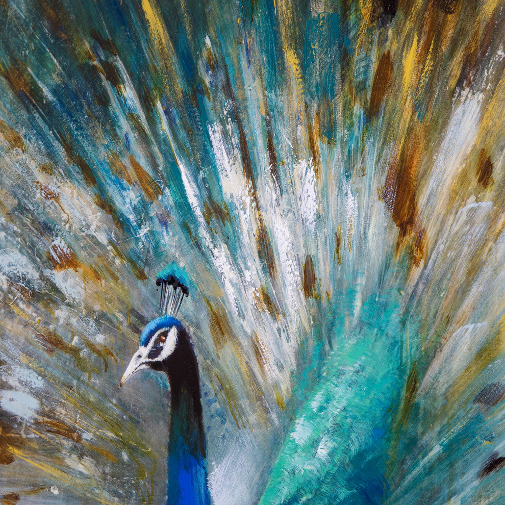 Peacock Prowess Art Painted On Canvas