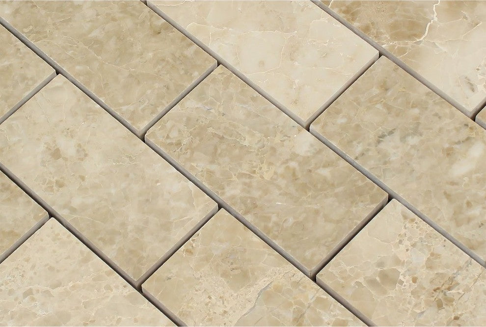 2 X 4 Cappuccino Marble Polished Brick Mosaic Tile