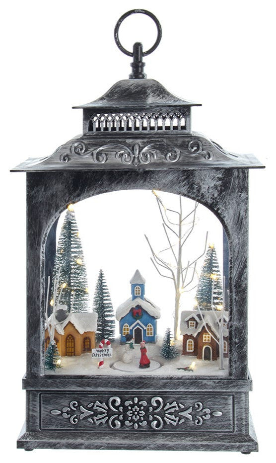 15" Battery-Operated LED Musical Christmas Village Lantern