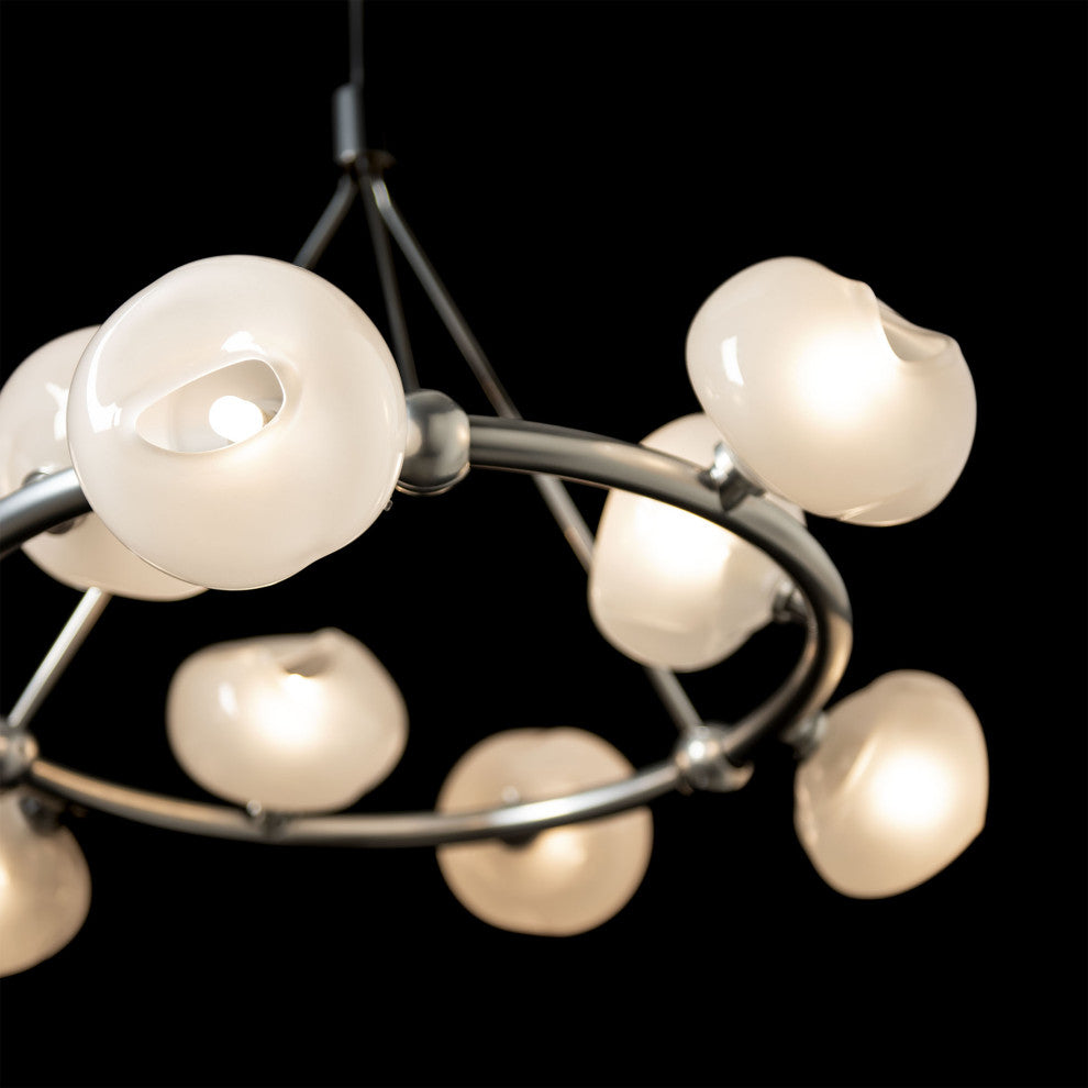 Ume 9-Light Ring Pendant, Sterling, Frosted Glass
