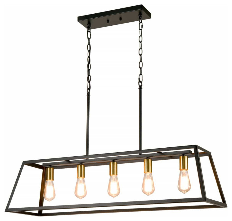 5-Light Kitchen Island Pendant Lighting Industrial Island Chandelier