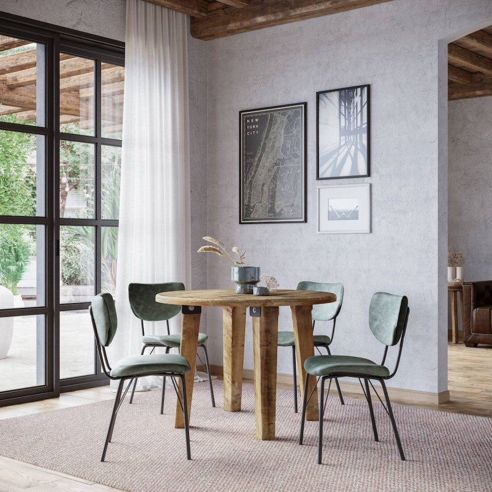 Reclamation Five Piece Round Rustic Reclaimed Solid Wood Round Dining Set