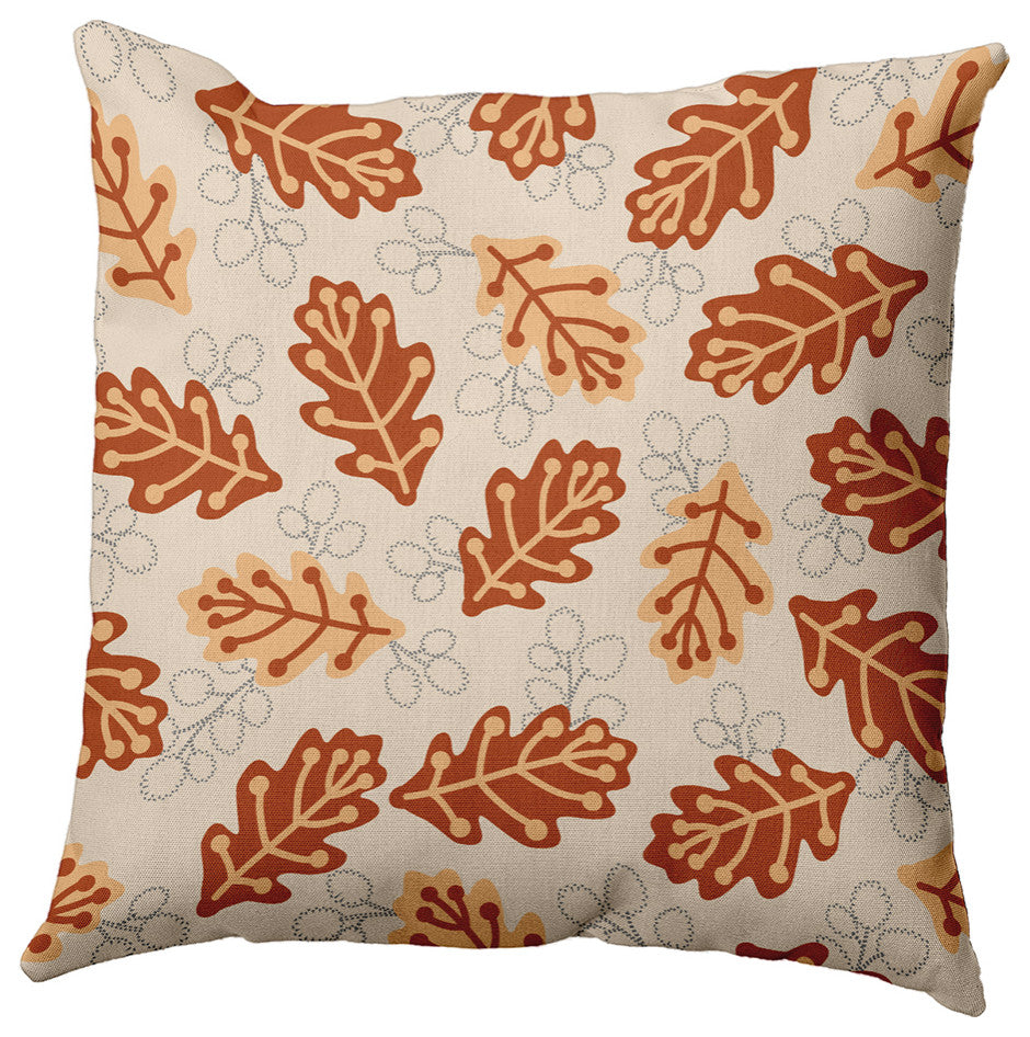 20" x 20" Retro Leaves Decorative Throw Pillow, Sienna