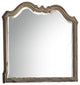 Benzara BM231656 Wooden Frame Mirror With Scalloped Design Top, Taupe Brown
