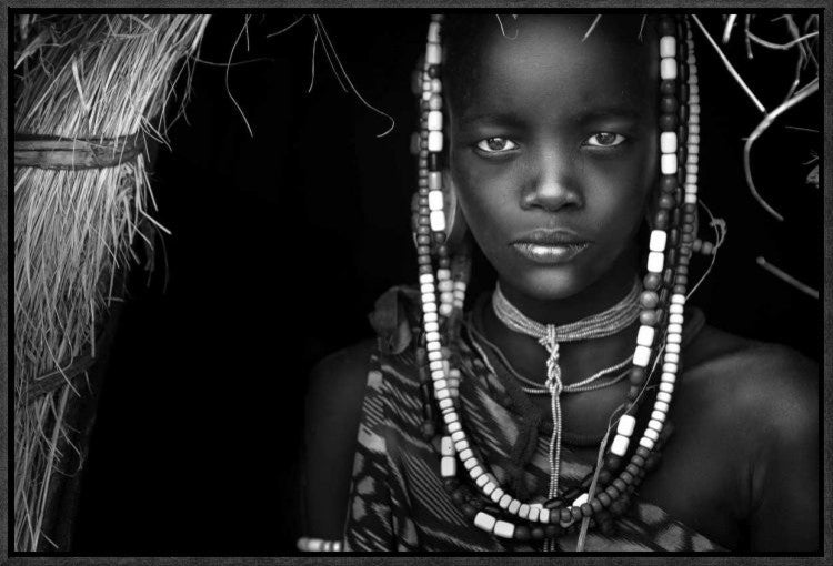 "Mursi Girl" Framed Canvas Giclee by Hesham Alhumaid, 23x16"