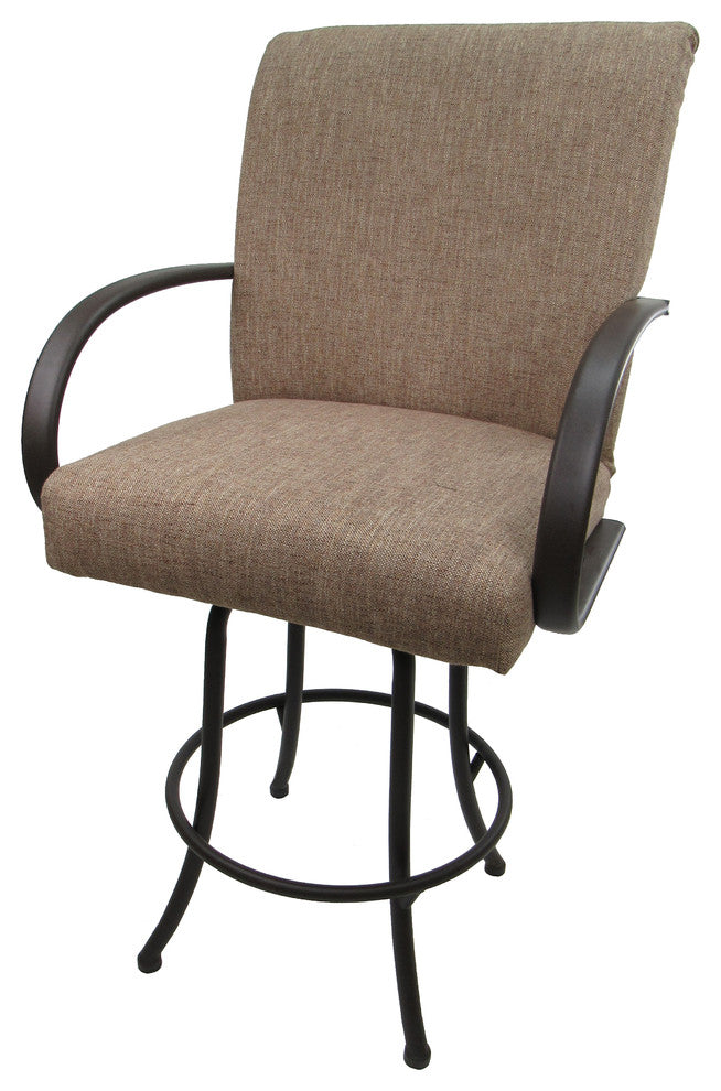 Swivel Counter Bar Stool Metal Frame 26", Basin Beige, Brown Frame
