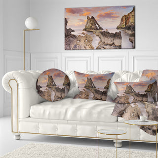 Bow Fiddle Rock Scotland Seashore Throw Pillow, 12"x20"