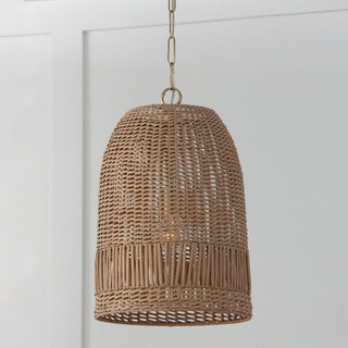 Capital Lighting 347512 Naomi 14"W Wood Pendant - Matte Brass