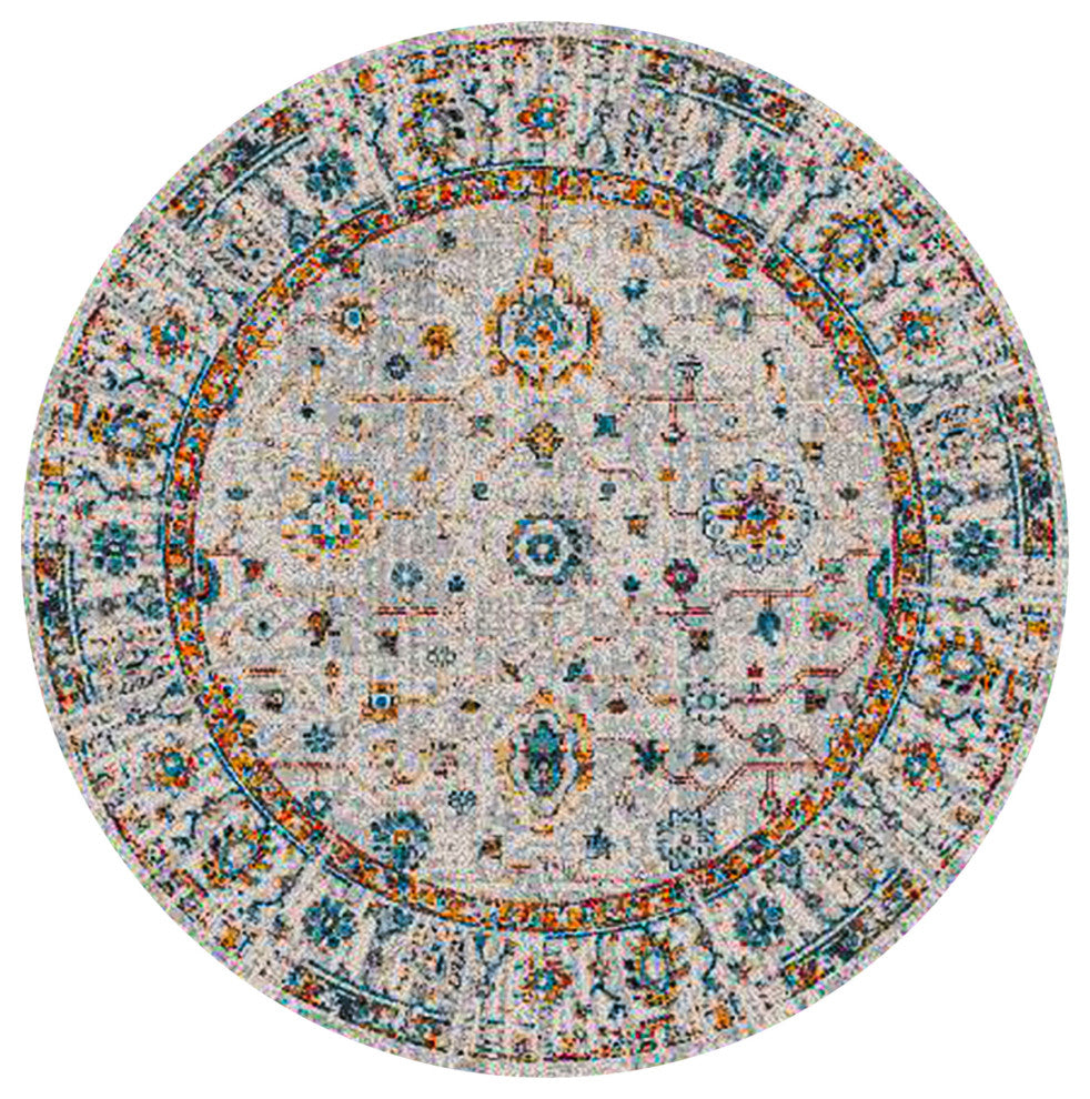 Montana Estrel Area Rug, Ivory, 7'6" x 7'6"R, Bordered