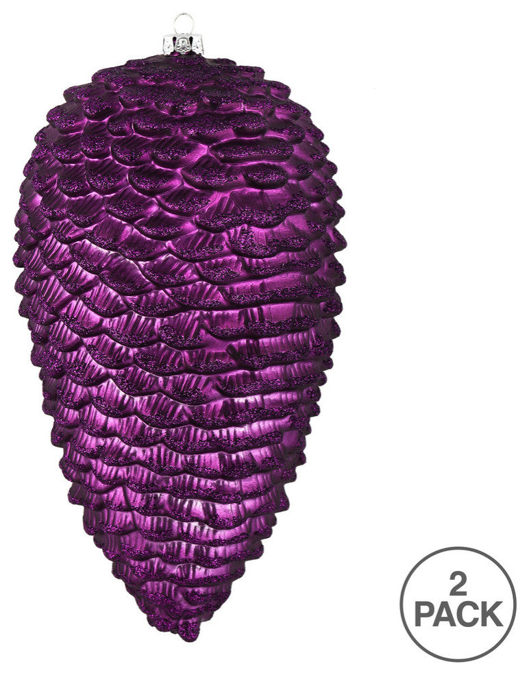 Vickerman N187326D 10" Plum Matte Glitter Pinecone Christmas Ornament