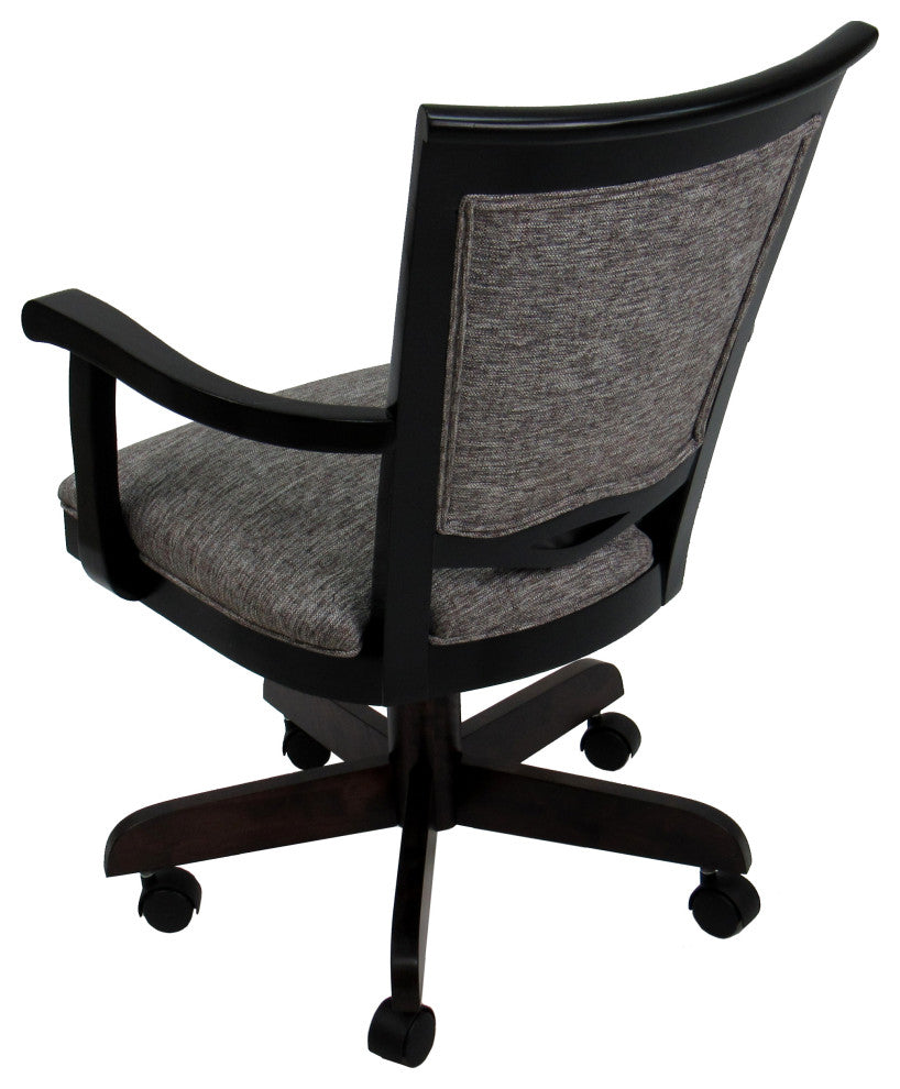 Swivel Wood Dining Caster Chair 400 on Wheels Custom, Mojave Grey Black
