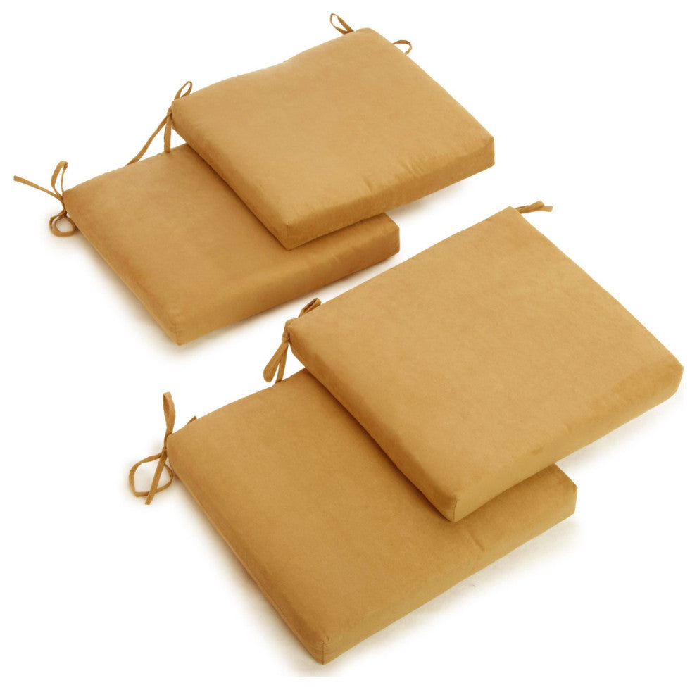 20"X19" Solid Microsuede Chair Cushions, Set of 4, Lemon