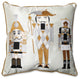 Holiday Embroidered Nutcrackers Throw Pillow, Gold and Silver