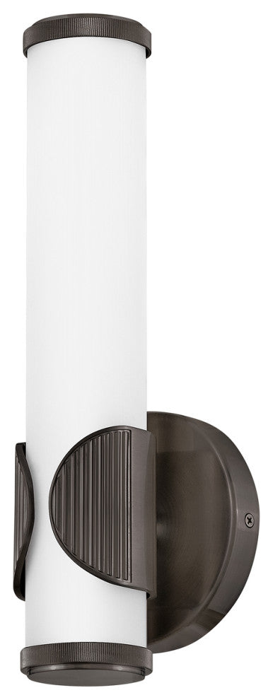Hinkley Femi 13" Small LED Bath Vanity Sconce, Black Oxide + Etched Opal Glass