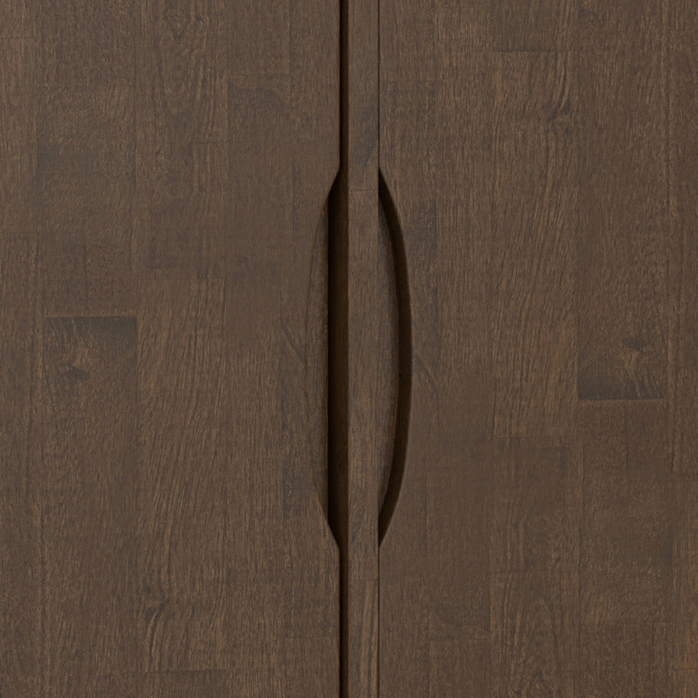 Harper Solid Hardwood 3 Door Sideboard Buffet / Storage Cabinet, Walnut Brown