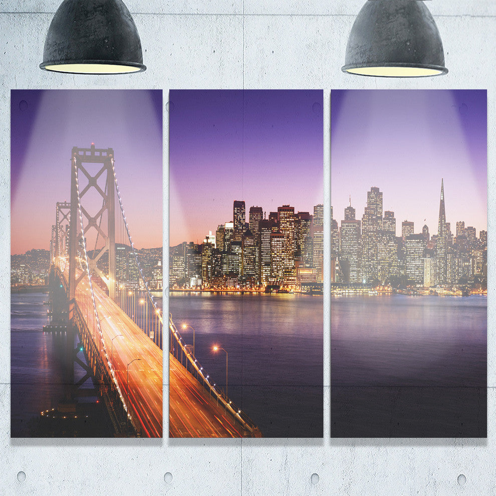 "San Francisco Skyline and Bay Bridge" Metal Wall Art, 3 Panels, 36"x28"