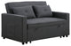 Zoey Linen Convertible Sleeper Loveseat With Side Pocket, Dark Gray