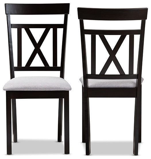 Rosie Gray Upholstered and Espresso Brown Dining Chair Set of 2