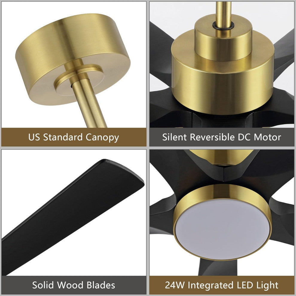 60 in LED Gold Ceiling Fan with Remote and Reversible DC Motor