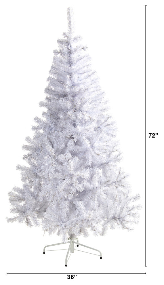 6' White Faux Christmas Tree With 680 Bendable Branches and 250 Clear LED Lights