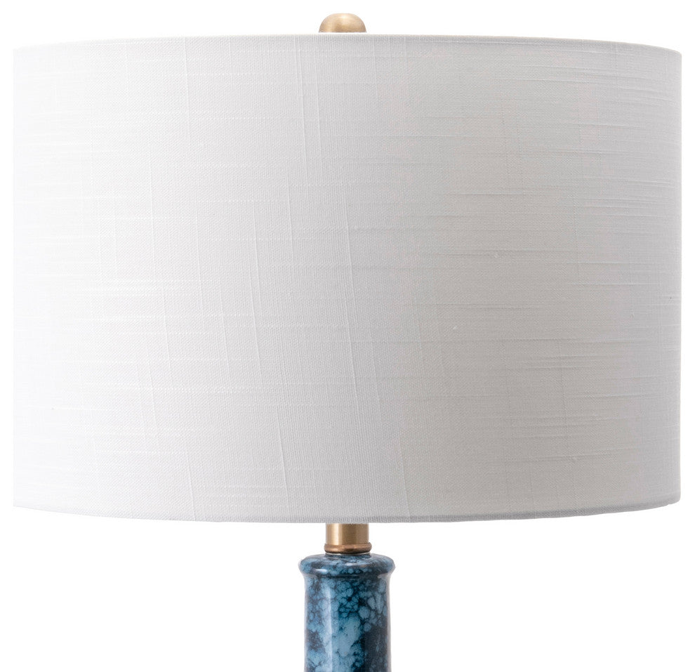 Nuloom 28" Tegular Ceramic Flask Linen Shade Blue 3-Way Switch Table Lamp