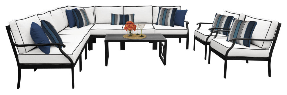 kathy ireland Madison Ave. 10 Piece Aluminum Patio Furniture Set 10a, Snow