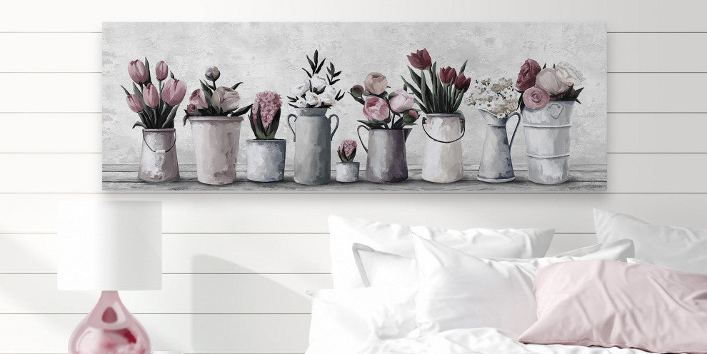 "Fresh Cut Flowers" Painting Print on Wrapped Canvas, 60"x20"
