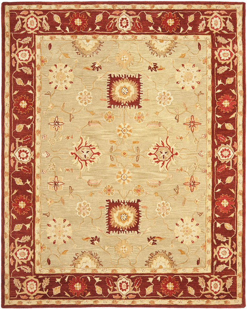 Safavieh Anatolia An556A Rug, Sage/Burgundy, 6'0"x6'0" Round