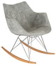 Upholstered Accent Rocking Chair, Velvet With Ash Wood Legs, French Silver