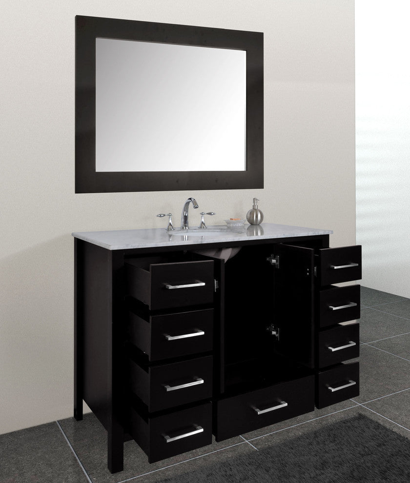 48" Malibu Espresso Single Sink Bathroom Vanity, Mirror