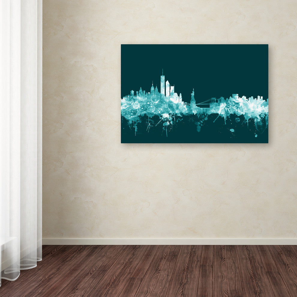 Michael Tompsett 'New York Skyline Teal' Canvas Art, 30x47