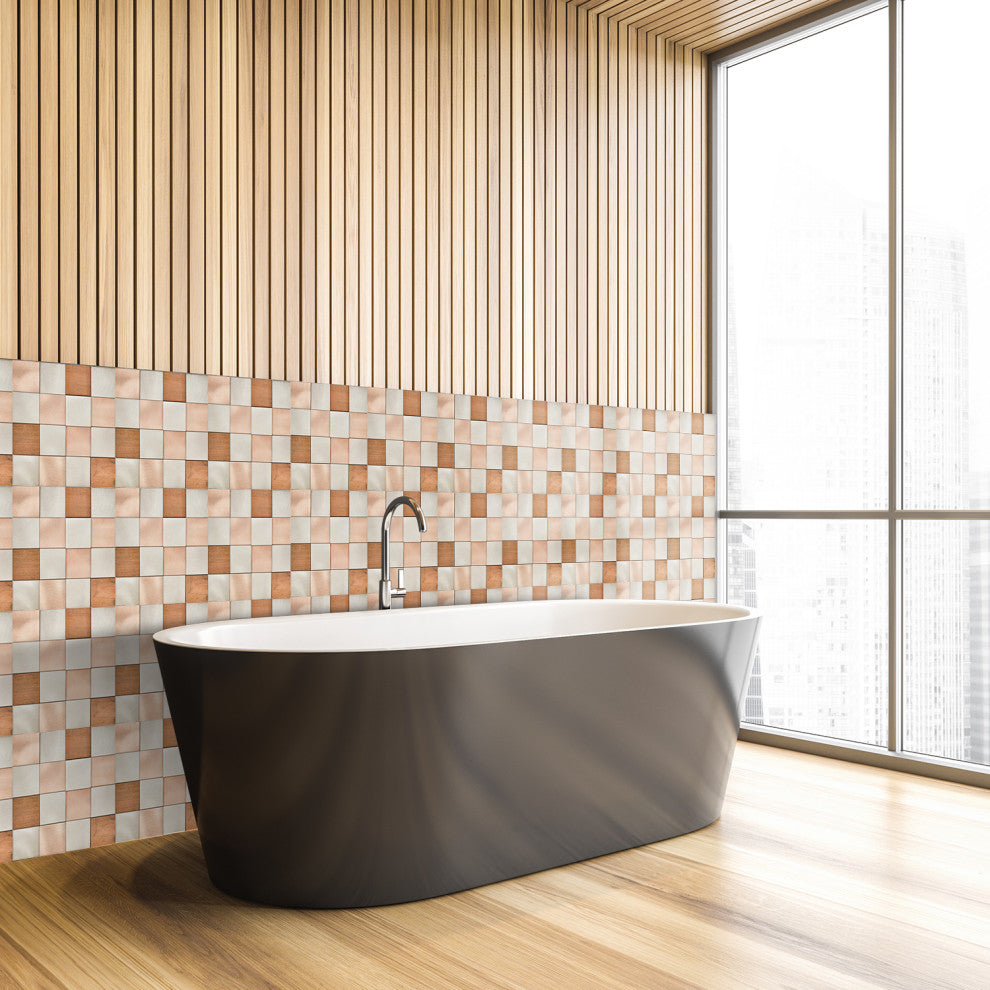 Mijas 11.97x11.97, Copper Peel-and-Stick Metal Mosaic Tile, Sample