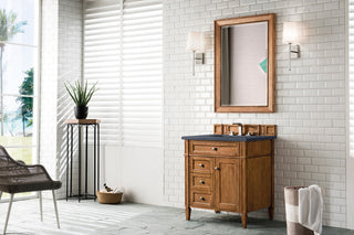 Brittany 30" Vanity, Saddle Brown, Charcoal Soapstone Quartz Top