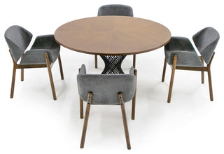 Modrest Theresa Modern Round Walnut and Black Table
