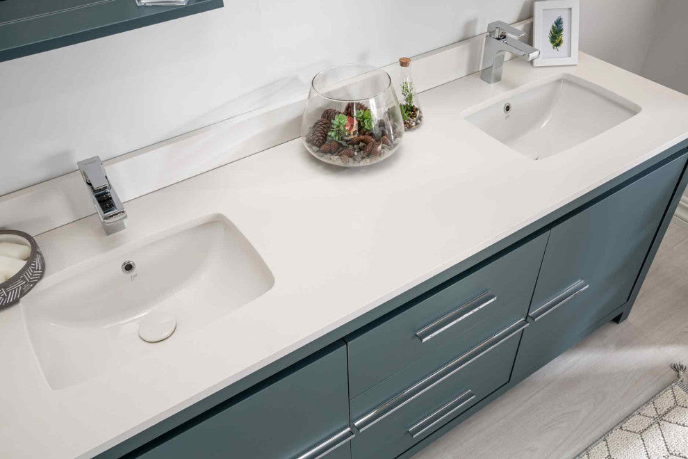 Mila Collection 72" Bathroom Vanity With Sink, Mirror, Countertop, Alasca Blue