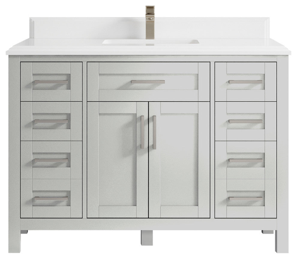 Cambridge 48 Single Sink Bath Vanity in Coventry Gray 1.5" White Quartz