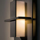 Aperture Vertical Sconce, Dark Smoke Finish, White Art Glass