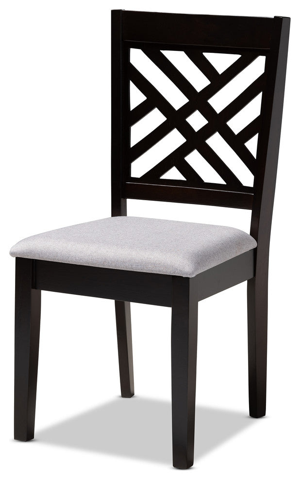 Antonia Gray Fabric Espresso Brown Finish Dining Chairs, Set of 4