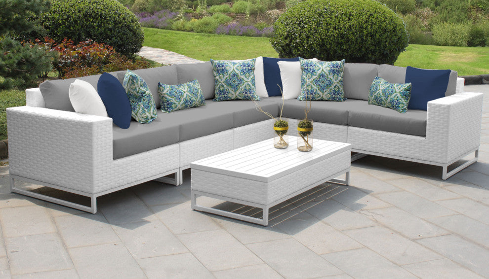 Miami 7 Piece Outdoor Wicker Patio Furniture Set 07g