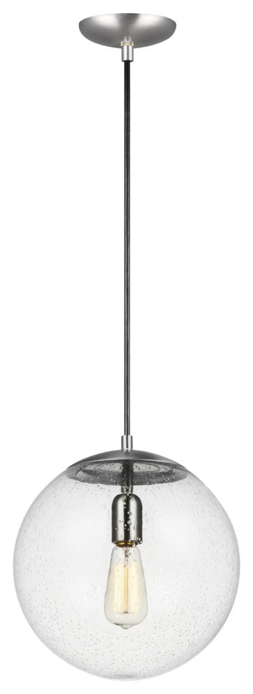 Leo - Hanging Globe 1-Light Pendant, Satin Aluminum