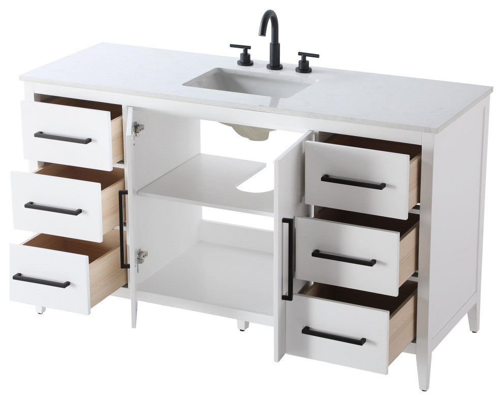 Home Living 60" Single Bathroom Vanity, White