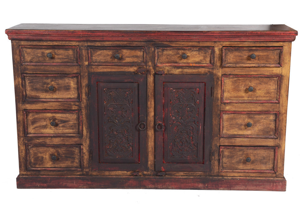 Historic 2 Carved Doors, 10 Drawers Buffet