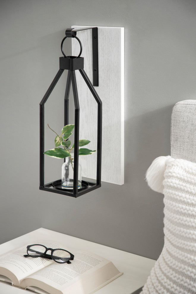 Oakly Wood and Metal Wall Sconce Candle Holder, White