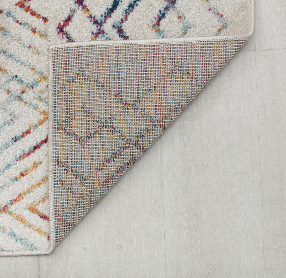 Cove Prismatic Delight Moroccan Tribal White Area Rug, 8'3"x10'0"