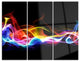 "Blue Yellow Waves in Black" Digital Metal Wall Art, 3 Panels, 36"x28"